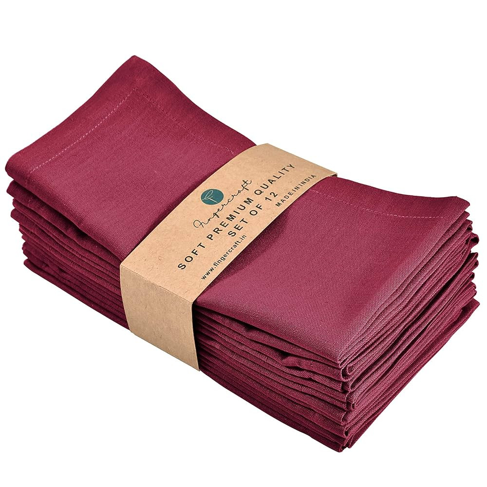 FINGERCRAFT Cloth Napkins, Cotton Linen Mitered Corner Soft Durable Washable Eco-Friendly Napkins... | Amazon (US)