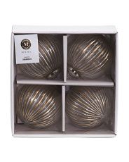 Set Of 4 Hand Painted Ribbed Gold Ornaments | TJ Maxx