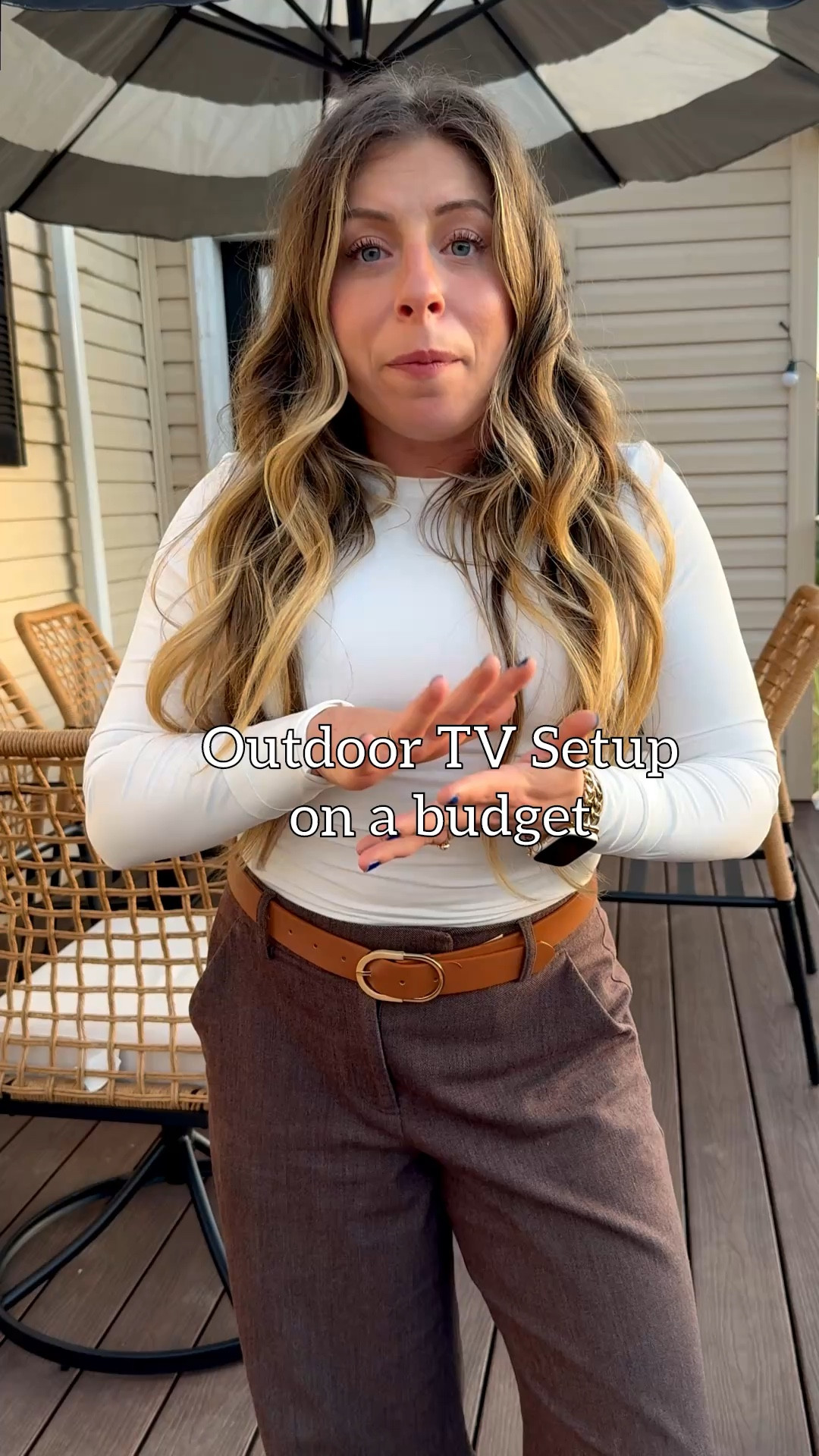 Sharing my budget-friendly outdoor tv setup!! I spent under $300 on this for our anniversary. 

Gifts for him, patio styling, outdoor tv, movie night ideas, gifts for couples, gifts for men, 

#LTKHalloween #LTKParties #LTKHome