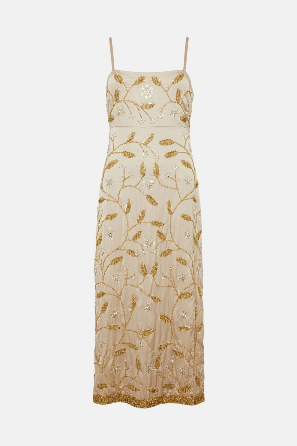 Satin Beaded Split Midi Slip Dress | Oasis UK & IE 