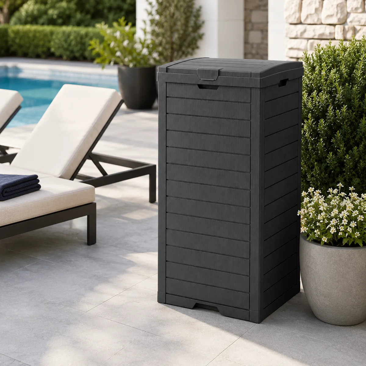 35 Gallon Outdoor Trash Can with Lid and Drip Tray, Waterproof Heavy-Duty Resin Garbage Bin | Wayfair North America