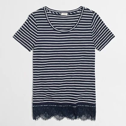 Striped lace-hem T-shirt | J.Crew Factory