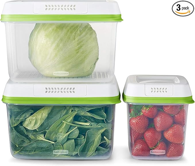 Rubbermaid FreshWorks Produce Saver, Medium and Large Storage Containers, 6 Piece Set | Amazon (US)