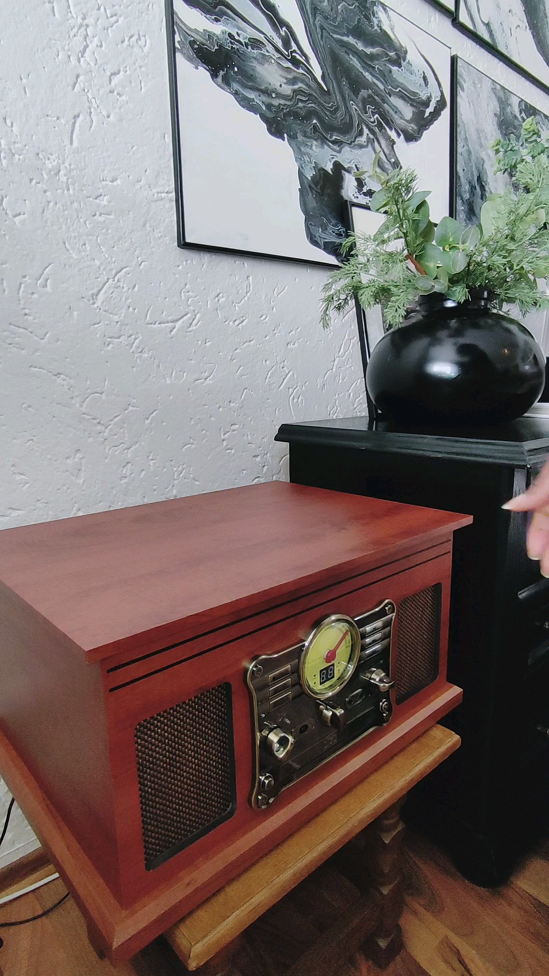This beautiful Record player looks Modern yet Antique. It also play CD's, Cassette, Radio as well as Bluetooth connection. #Amazon #Home #LivingRoom #HomeDecor #InteriorDesign #HomeStyling 

#LTKHome #LTKSaleAlert #LTKvlog