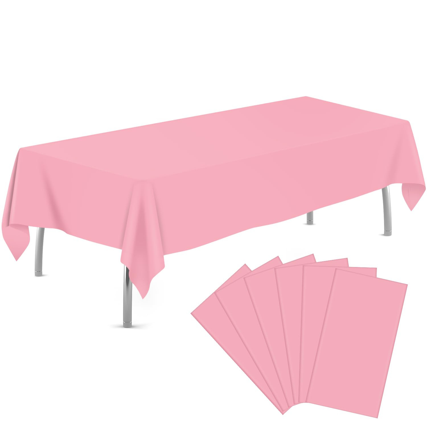 Pink 6 Pack Plastic Table Cloth 54" x 108", Disposable Tablecloths Rectangle Table Cover, Plastic... | Amazon (US)