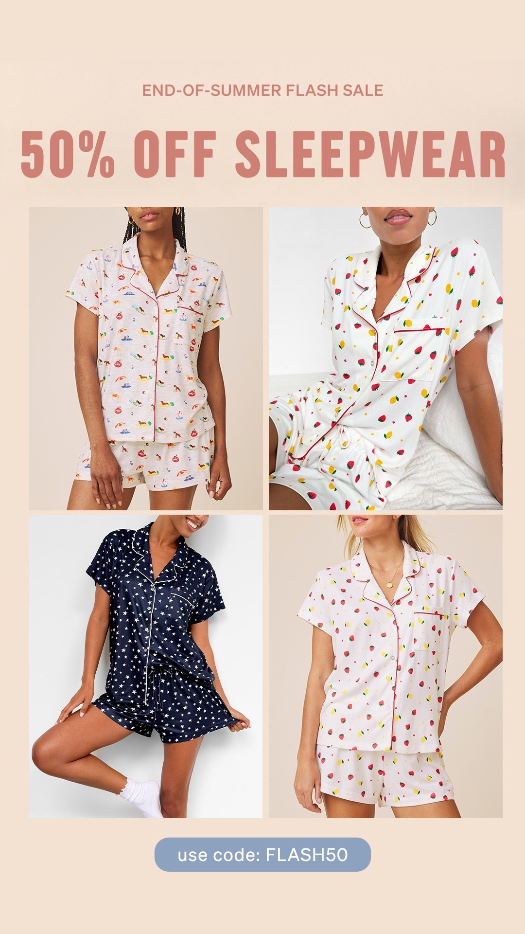 Flash sale 50% off sleepwear