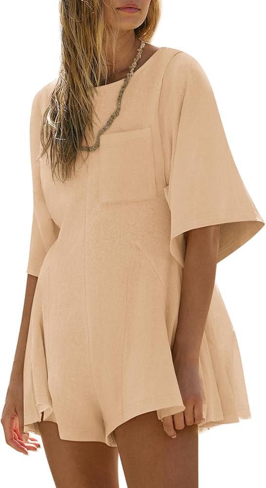 Yousify Rompers for Women Spring Clothes Summer Casual Romper Dress Draped Sleeves Loose Jumpsuit... | Amazon (US)