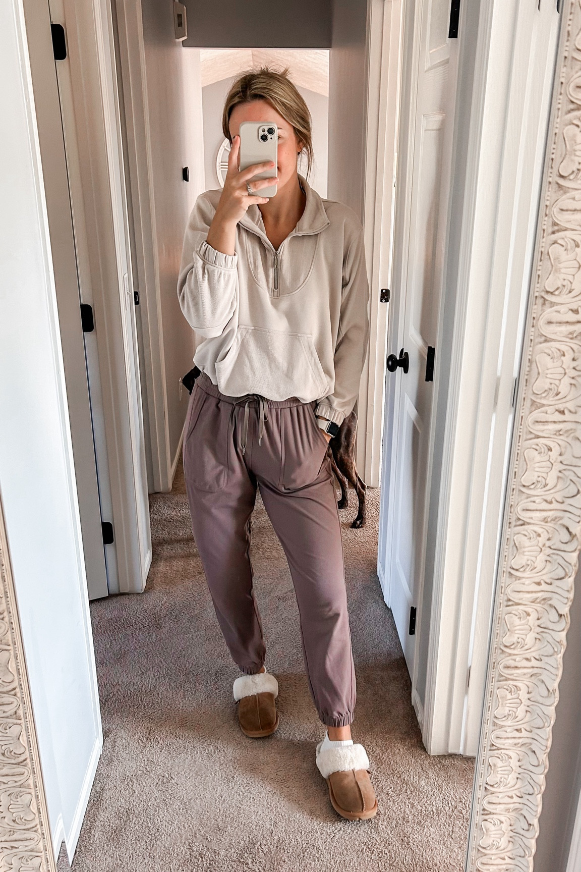 Comfy at home Tuesday outfit 🤎 

I love these joggers and have them in three colors and this quarter zip is incredibly soft! Wearing a medium in both 🫶🏼

#LTKSeasonal #LTKFindsUnder50 #LTKStyleTip