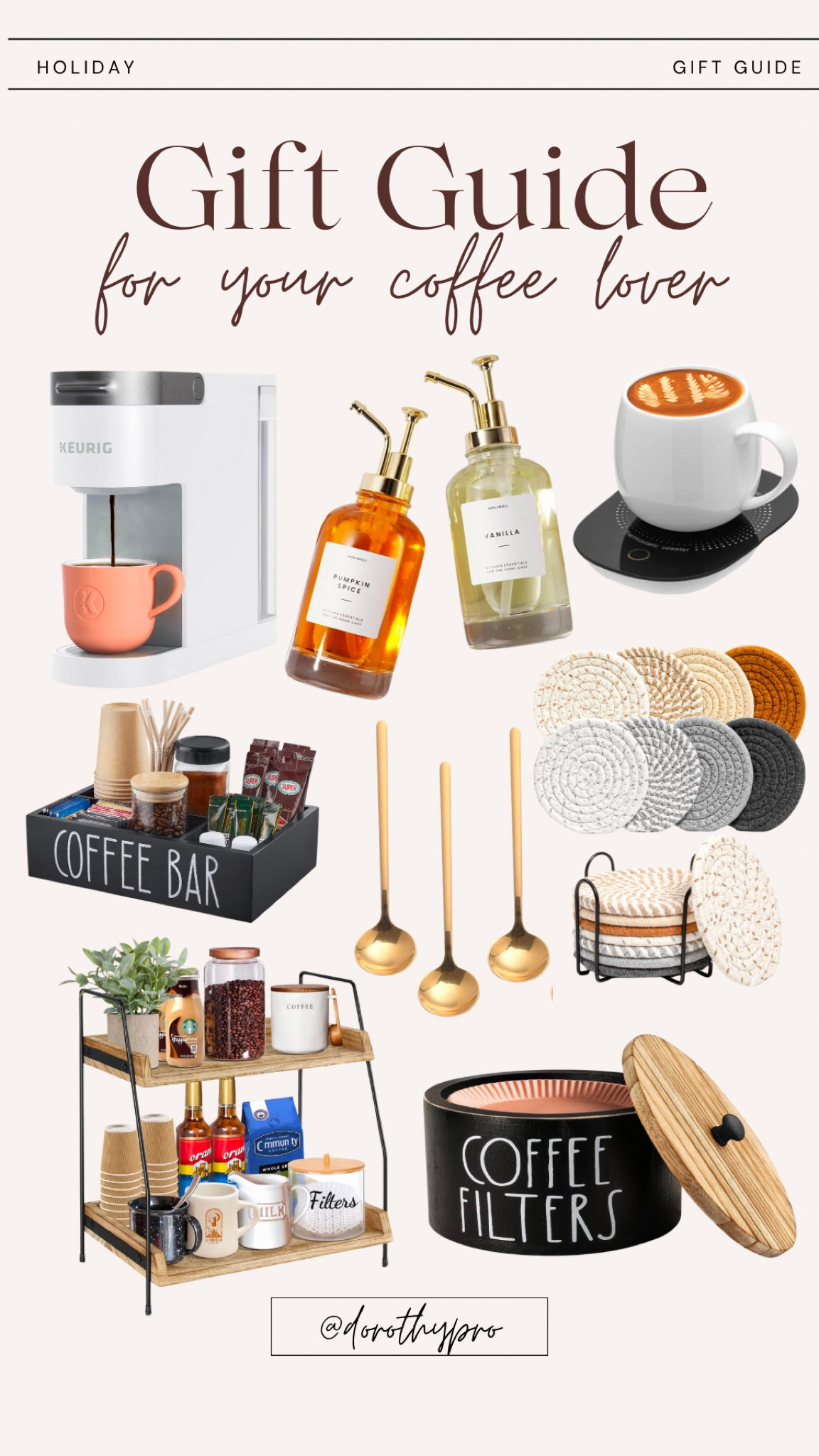 AMAZON GIFT GUIDE FOR YOUR COFFEE LOVERS!! 

As a coffee lover, these gifts are incredible!

Keurig, syrup, jars, coffee, mug, coffee, mug warmer, coffee bar, sign, coffee bar organizer, spoons, coasters, filter organizer, and coffee stand!

#LTKsalealert #LTKGiftGuide #LTKHoliday