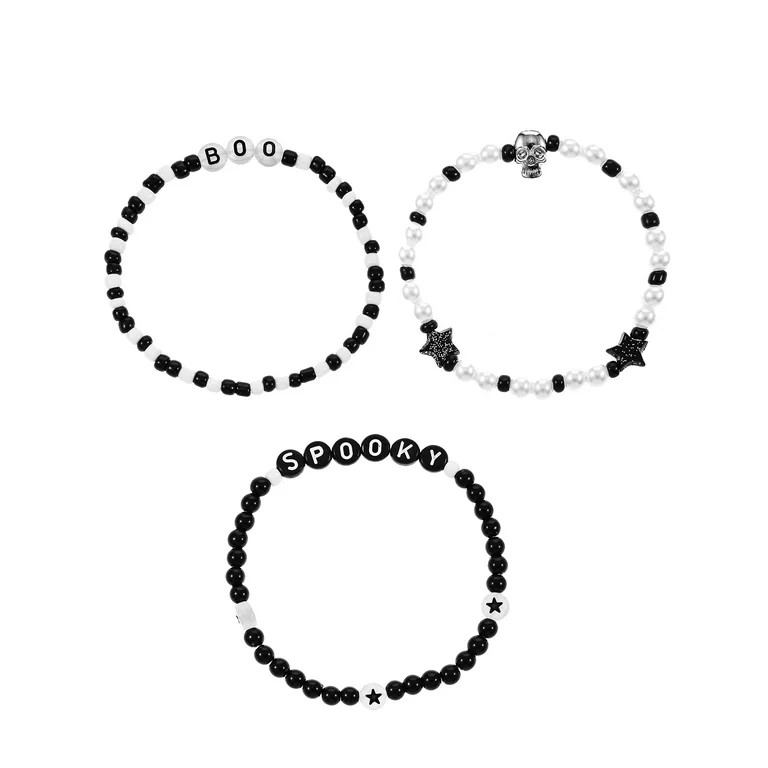 Way to Celebrate Halloween Glow-in-the-Dark Beaded Stretch Bracelet Set, 3 Pieces, | Walmart (US)