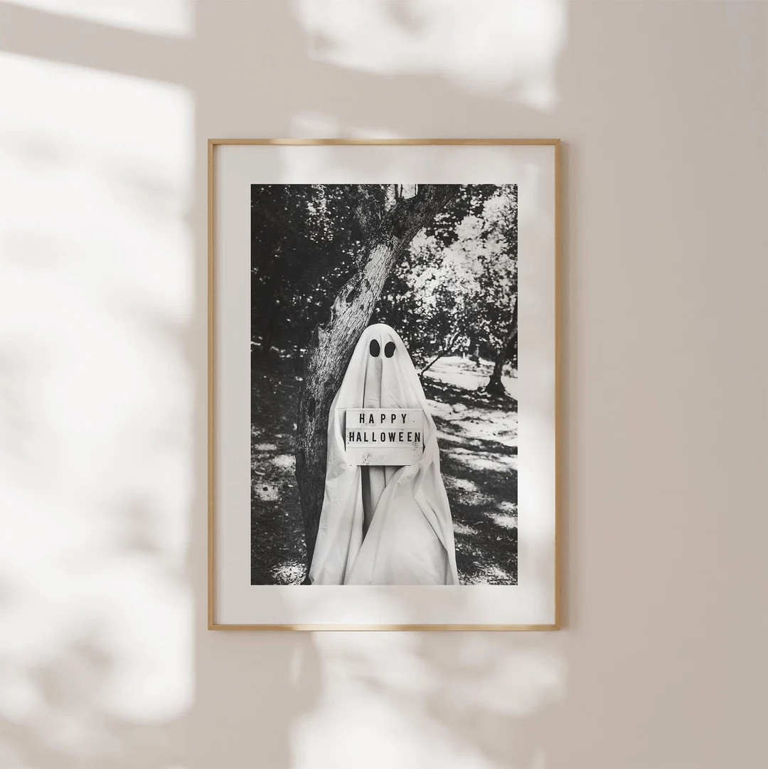Halloween Ghost Print, Spooky Halloween Wall Art, Halloween Prints, Black & White Ghost Portrait,... | Etsy (US)