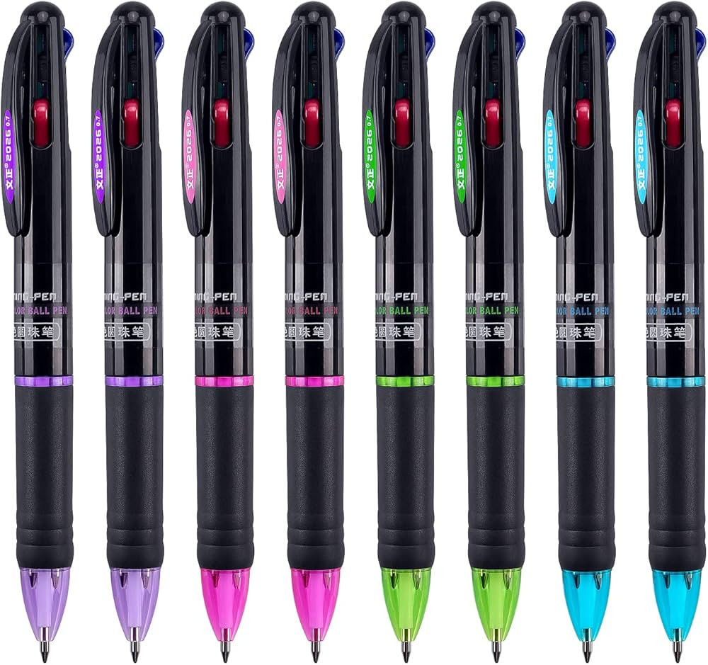 8 Pack Multicolor Ballpoint Pens 4-in-1 0.7mm Colored Retractable Ballpoint Gift Pens for Office ... | Amazon (US)