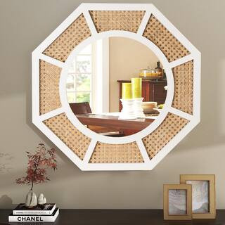 THKSHOUZ White 24 in. W x 24 in. H Coastal Octagon Wood Framed Mirror SF-WM188 - The Home Depot | The Home Depot