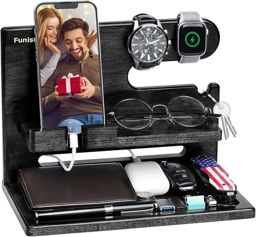 Gifts for Men, Gifts for Dad Husband Christmas Xmas from Daughter Son, Wood Phone Docking Station... | Amazon (US)