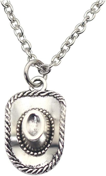 xuanhang 925 Sterling Silver Plated Cowboy Hat 3D Cap Charm Pendant Necklace | Amazon (US)
