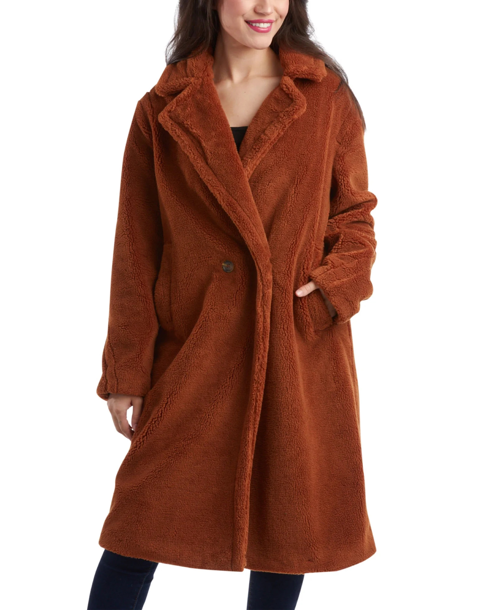 Jessica Simpson Women's Winter Coat - Full Length Double Breasted Sherpa Fleece Peacoat (Size: S-... | Walmart (US)