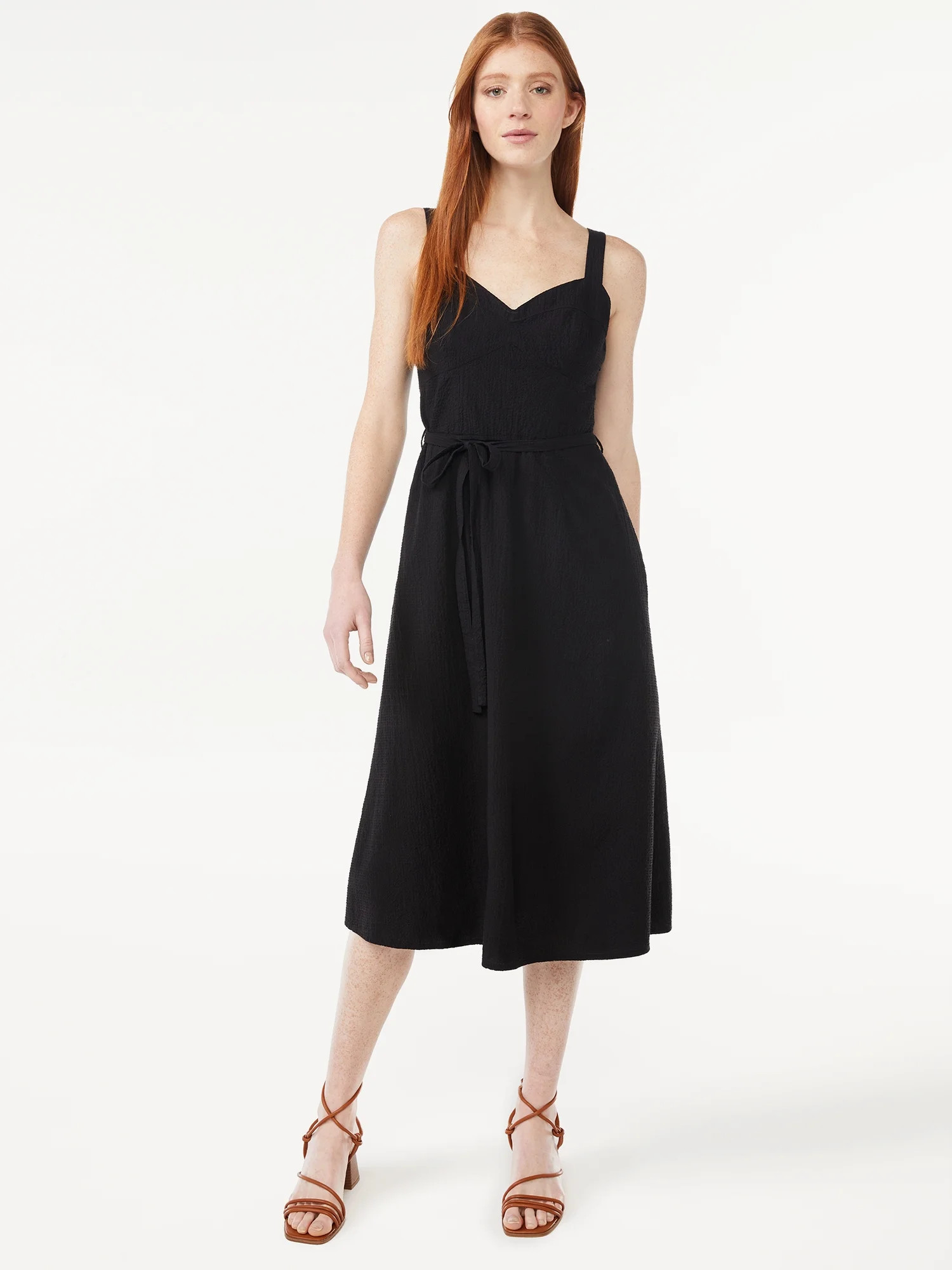 Free Assembly Women's Midi Sundress with Tie Belt, Sizes XS-XXXL | Walmart (US)