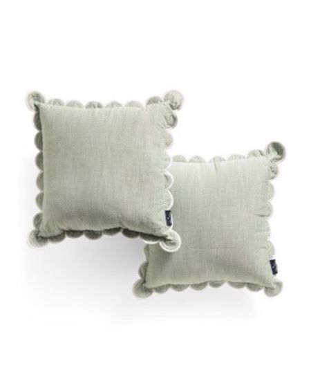 Sage green chambray scalloped pillows indoor outdoor pillows 

#LTKhome #LTKfindsunder50 #LTKSeasonal