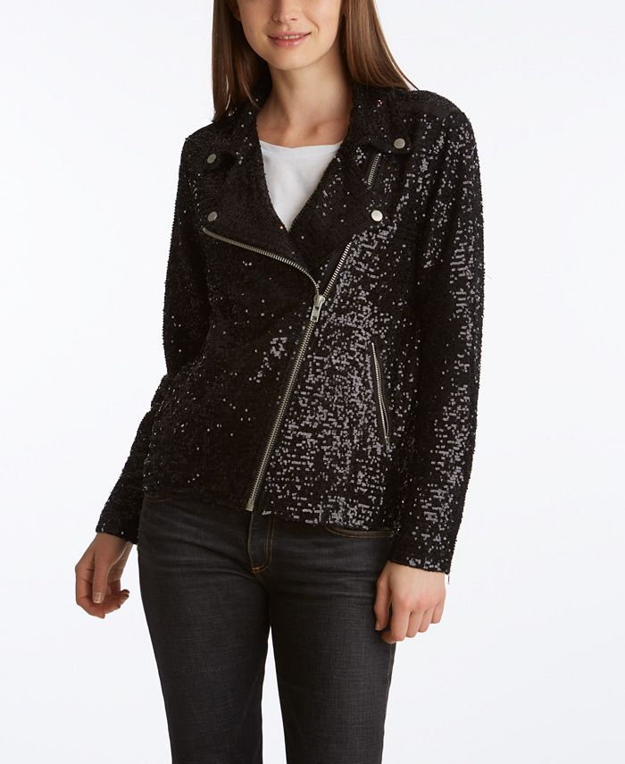 Adyson Parker Women's Sequin Moto Jacket & Reviews - Jackets & Blazers - Women - Macy's | Macys (US)