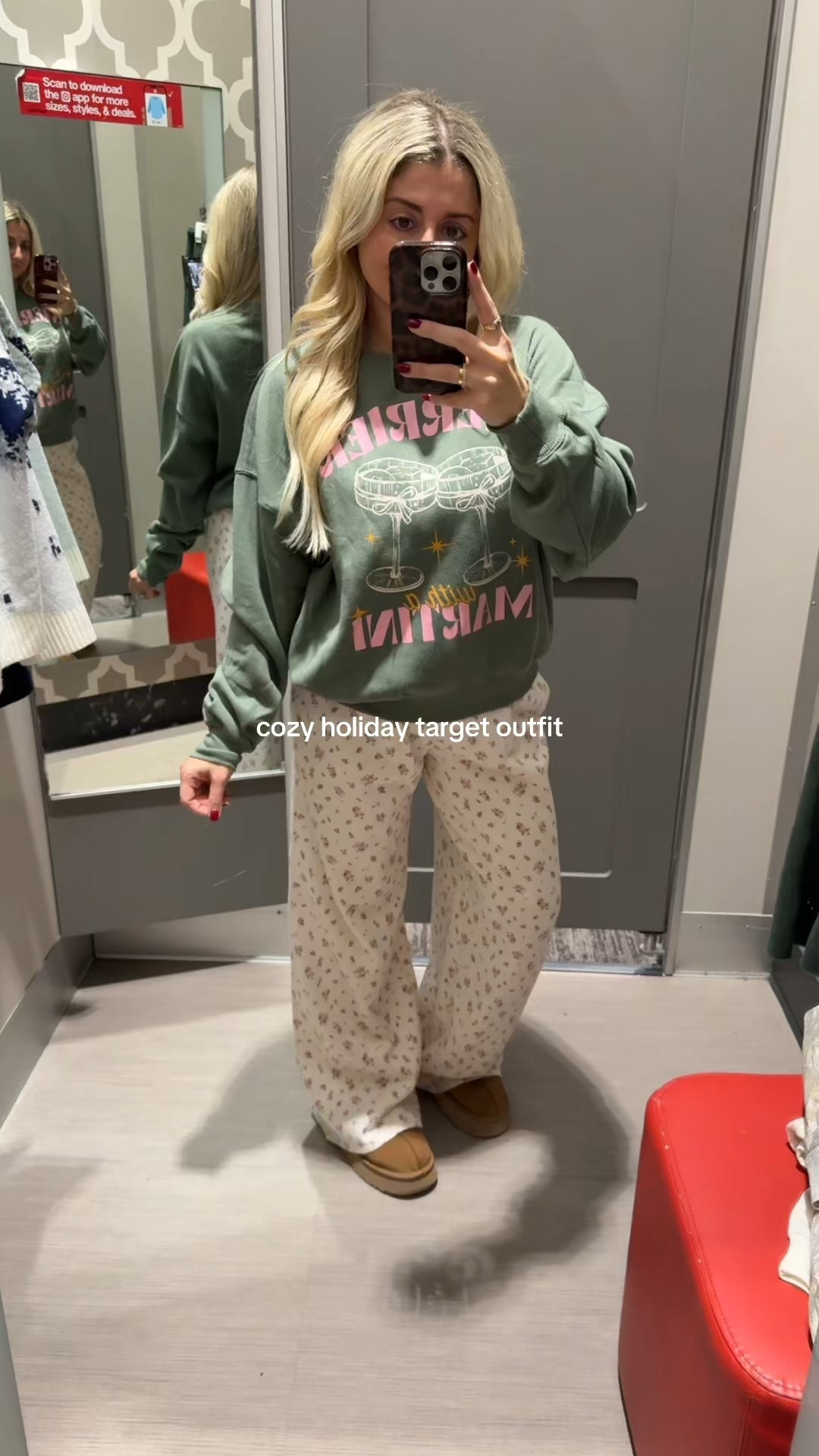 Cozy holiday target outfit
Med sweater 
Med pants
Uggs tts

#LTKHoliday #LTKGiftGuide #LTKFindsUnder100