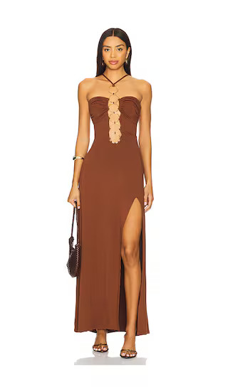 Halter Ring Long Dress in Brown | Revolve Clothing (Global)