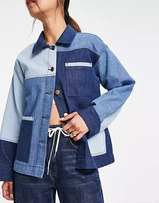 Whistles patchwork shacket and jean co-ord in blue denim | ASOS (Global)