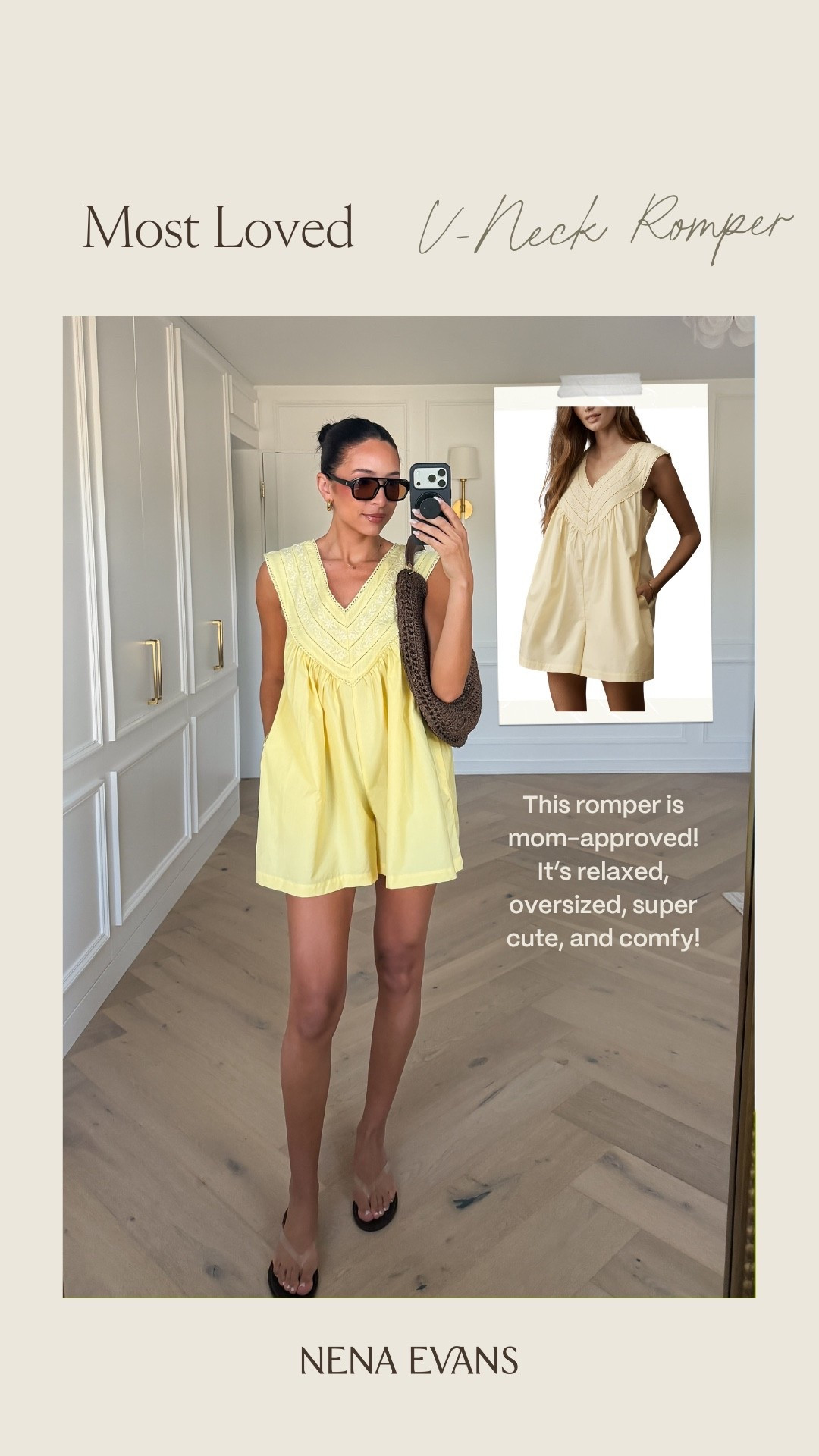 Your most loved last week 🤍 This romper is mom approved! Relaxed, oversized, and super cute and comfy! Wearing size XS v-neck romper 

summer outfit, butter yellow, casual outfit, lunch outfit, vacation outfit, mom outfit, postpartum outfit

#LTKmomlife #LTKSeasonal