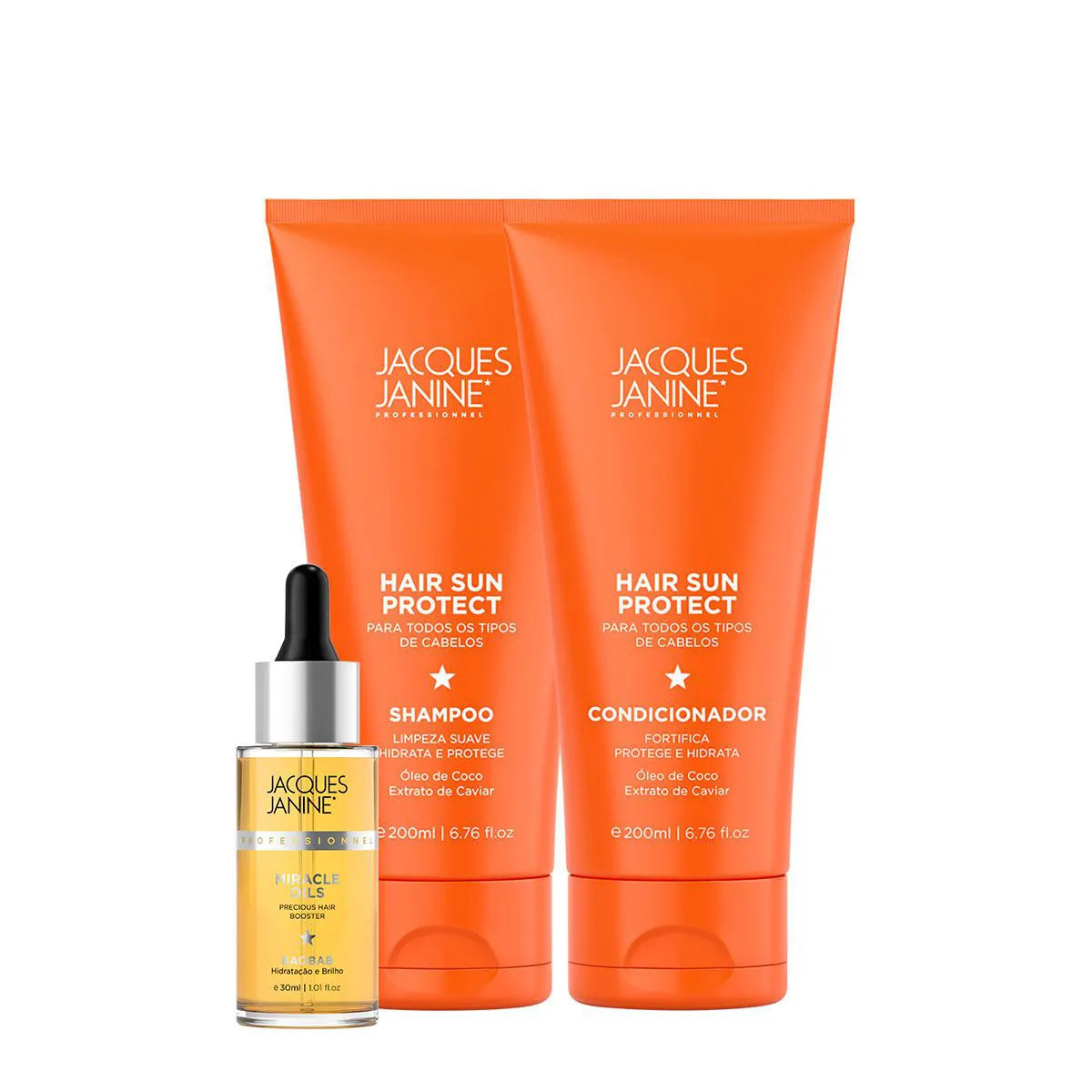 Kit Jacques Janine Hair Sun Protect Shampoo Condicionador E Miracle Oils Baobab (3 Produtos) | DrogaRaia (BR)