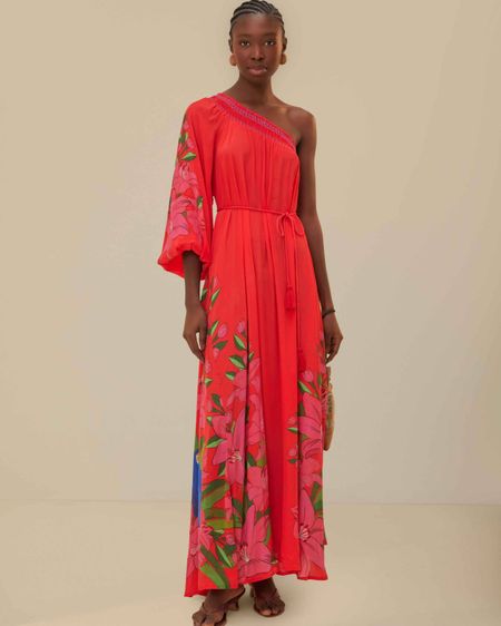 Farm Rio Red Summer Foliage Scarf Maxi Dress

Embrace the vibrancy of summer with the Red Summer Foliage Scarf Maxi Dress, a tropical delight by FARM Rio. Drenched in a bold red hue, this one-shoulder piece boasts a flamboyant floral and parrot print that promises to turn heads. The flowing scarf sleeve adds a touch of effortless elegance while the maxi length skirt invites a graceful sway with every step. This dress captures the essence of sun-soaked days and balmy evenings, perfect for making memorable moments

#LTKStyleTip #LTKParties