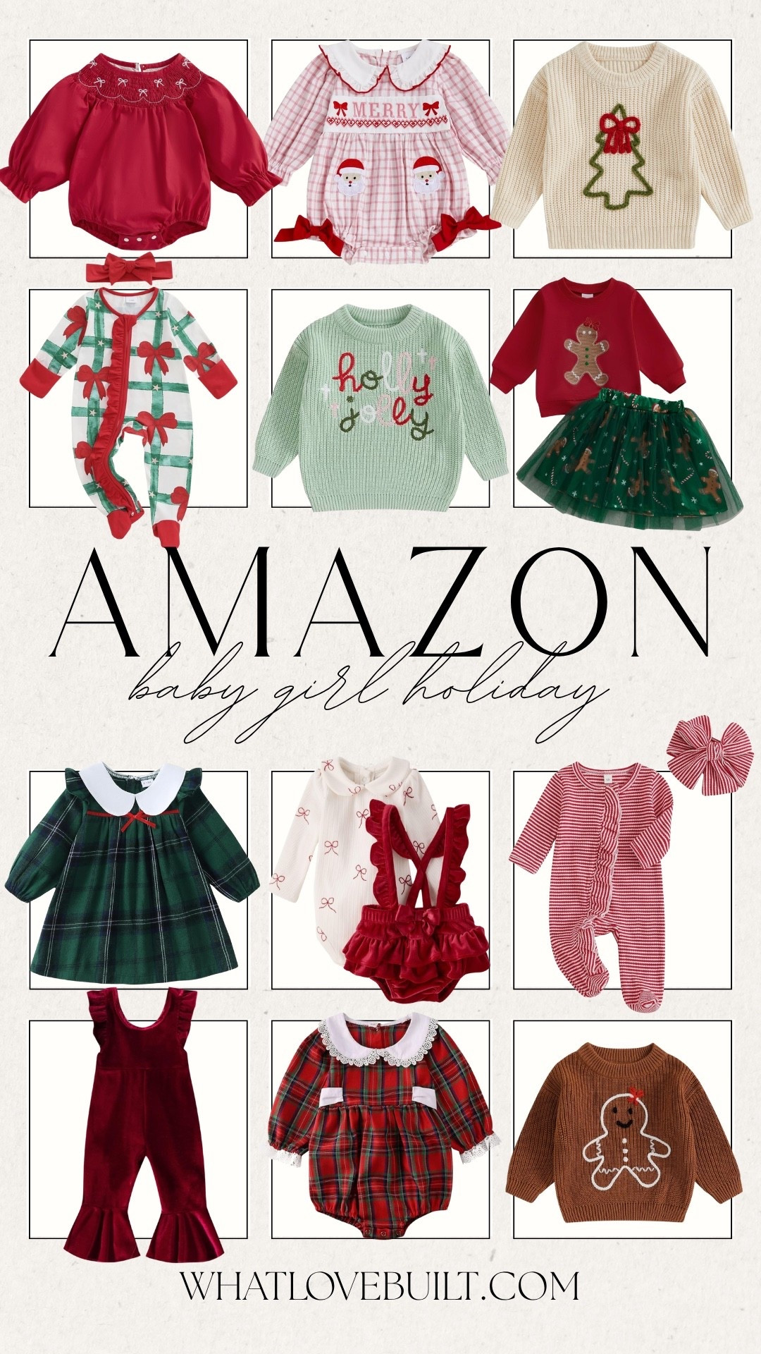 Amazon Baby Girl Holiday Outfits 🎅🏼

#amazon #holiday #christmas #baby #babygirl #girl #dress #pajamas #skirt #sweater

#LTKBaby #LTKHoliday #LTKKids