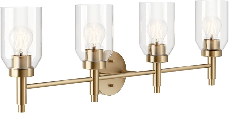 Kichler Madden 4-Light Bathroom Vanity Light Fixture with Clear Glass Shades in Champagne Bronze,... | Amazon (US)