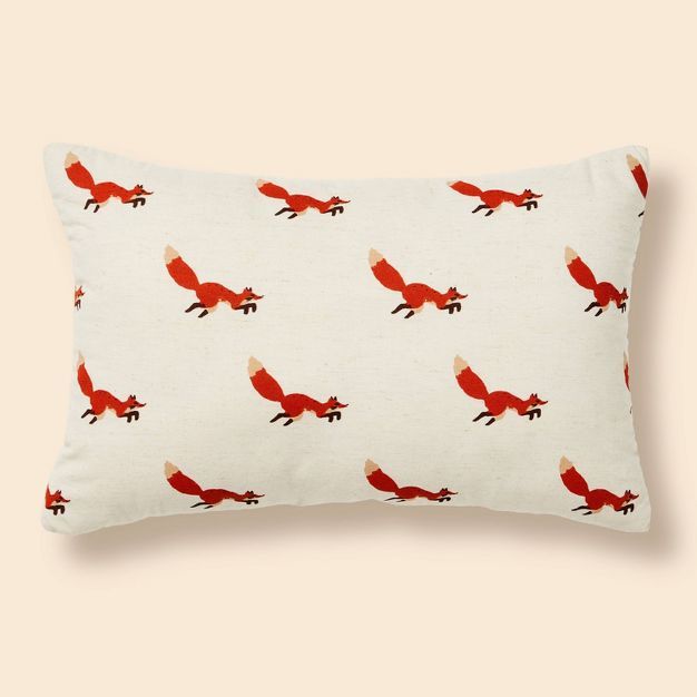 Fox Lumbar Throw Pillow Almond/Orange - Spritz&#8482; | Target