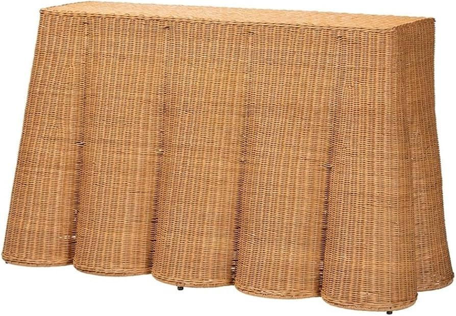 bali & pari Palm Bohemian Honey Scallop Rattan Console Table | Amazon (US)