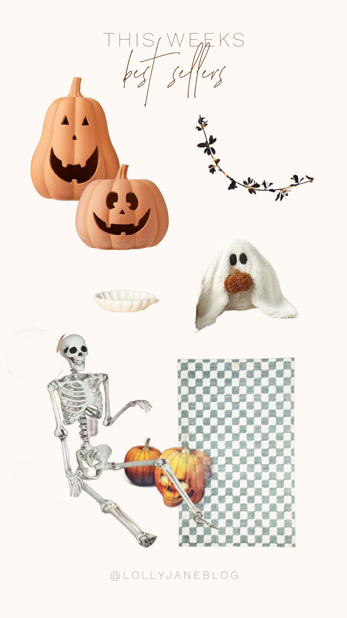 This week’s best sellers! 🖤🎃

This week you can decorate with lots of fun options! Halloween decor takes over this week, which is no problem for us! 
The infamous ceramic jack-o-lanterns are a go to for our Halloween decor this year! Halloween garlands, skeletons, and a beautiful green rug. Happy shopping! 🖤🎃

#LTKHome #LTKSeasonal #LTKStyleTip