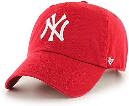 '47 MLB New York Yankees Brand Red Basic Logo Clean Up Cap Adjustable Hat | Amazon (US)