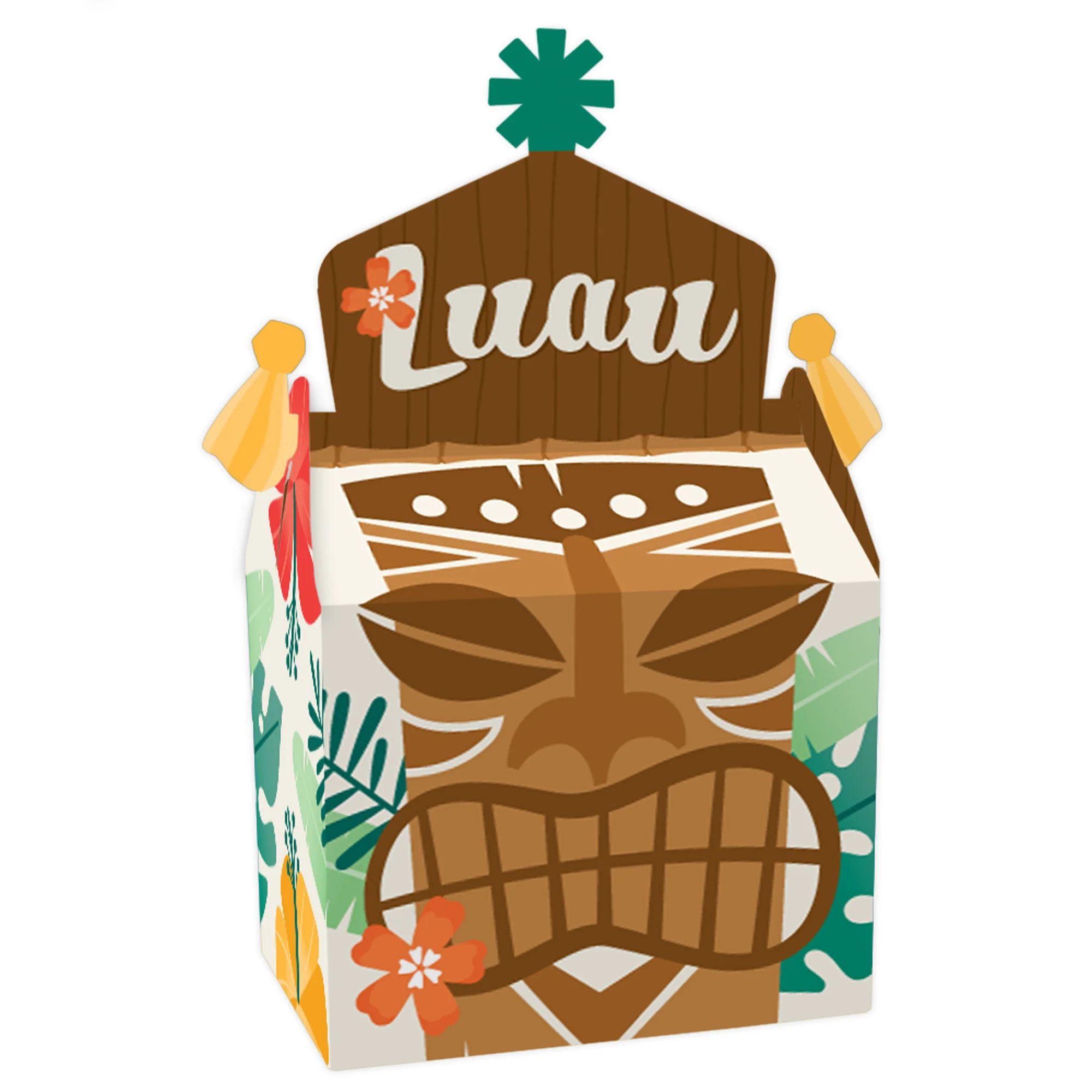 Tropical Luau - Treat Box Party Favors - Hawaiian Beach Party Goodie Gable Boxes - Set of 12 | Big Dot of Happiness