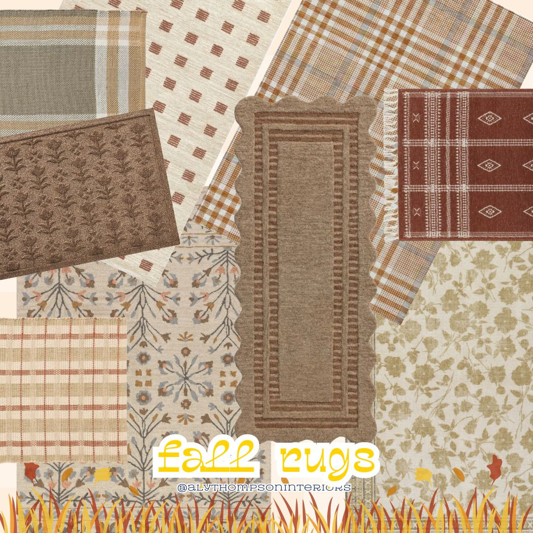 Fall Rugs | Area Rugs | Fall Decor | Fall Finds | Plaid | Autumn Colors | Porch Decor | Wall Art | Brass candlesticks | Pumpkins 

 #LTKSeasonal #LTKHome #LTKFindsUnder100