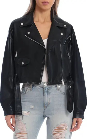 Avec Les Filles Oversize Faux Leather Crop Moto Jacket | Nordstrom | Nordstrom