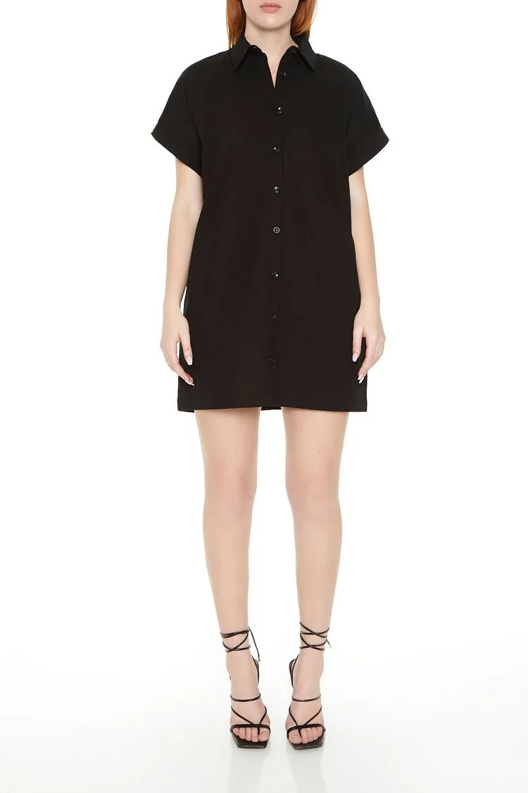 Mini Short-Sleeve Shirt Dress | Forever 21