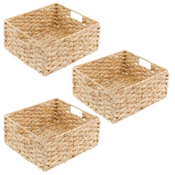 mDesign Water Hyacinth Braided Weave Kitchen Cabinet Pantry Basket with Built-in Chalkboard Label... | Walmart (US)