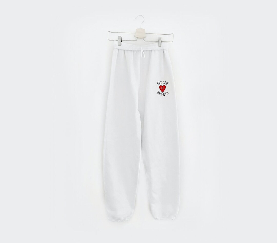 QUEEN OF HEARTS <3 embroidered fleece sweatpants | Etsy (US)