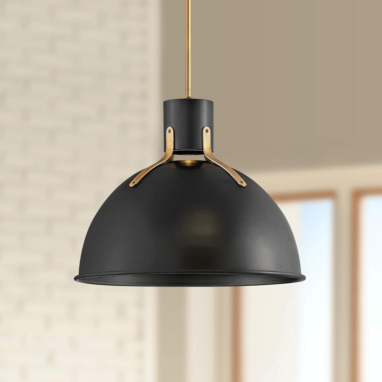 Hinkley Argo 20"W Satin Black and Brass LED Pendant Light | Lamps Plus