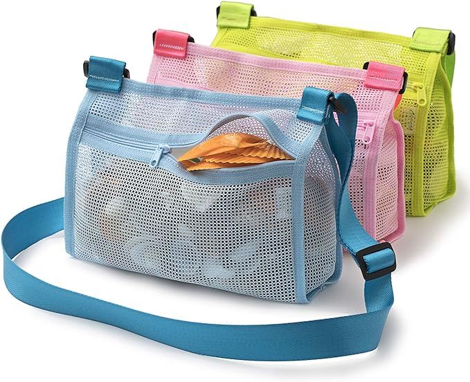 Tenrai Seashell Mesh Tote, Shell Bag, Beach Toy Bag, Toy Bags, Kids Sandboxes, Nets Bag (Blue & P... | Amazon (US)