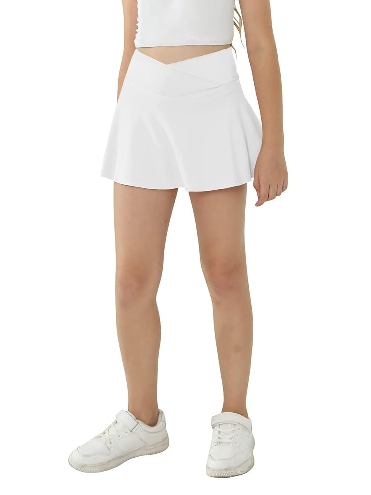 Girl's Sport Skirts with Pockets Shorts Cross High Waist Tennis Golf Skort Solid Color Athletic W... | Amazon (US)