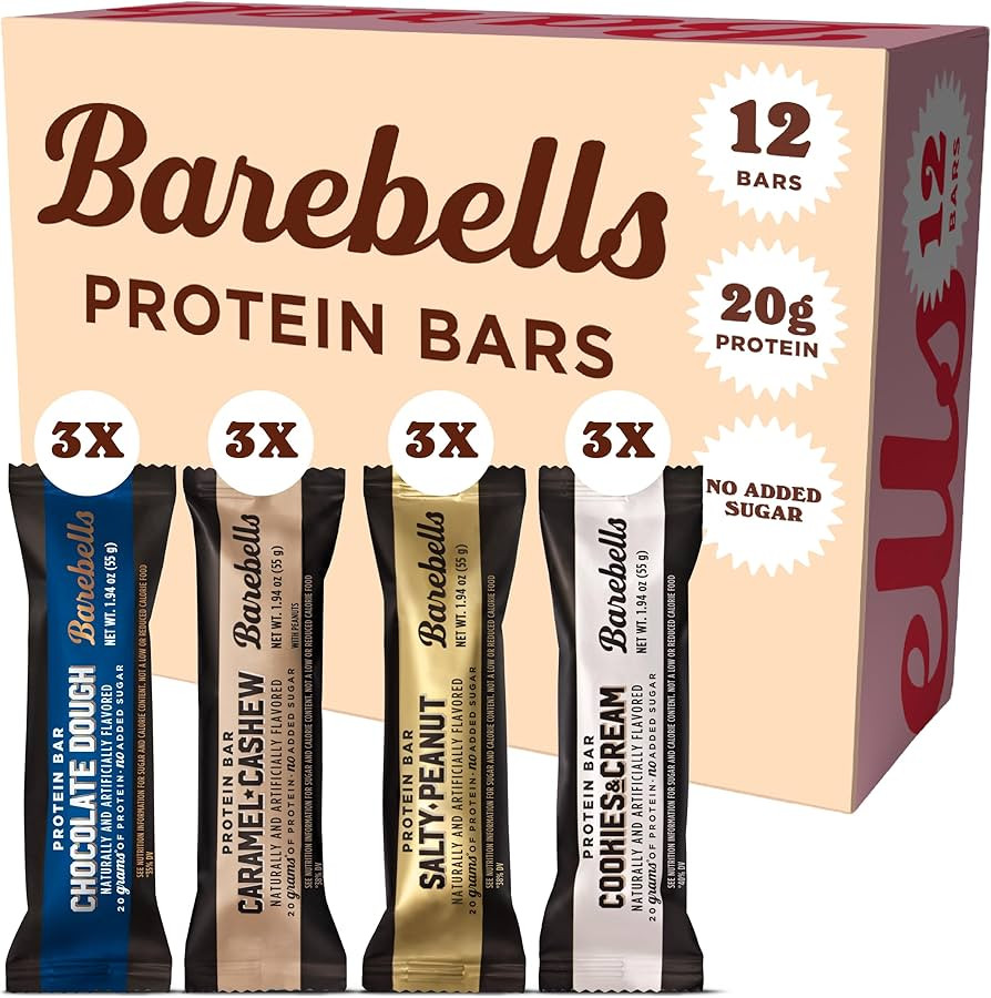 Barebells Protein Bars Variety Pack - 12 Count, 1.9oz Bars - Protein Snacks with 20g of High Prot... | Amazon (US)