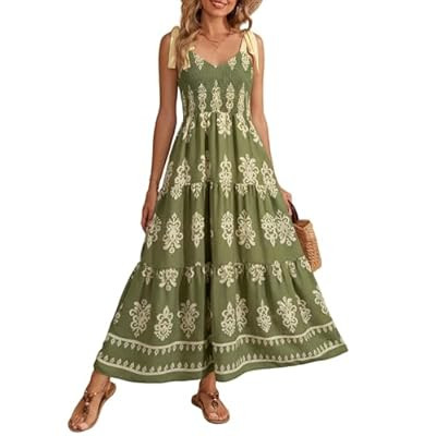 Dokotoo Women's Summer Casual Floral Maxi Dress 2026 Beach Long Sundress | Amazon (US)