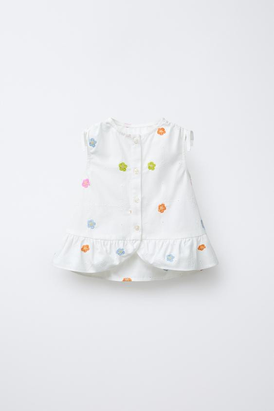 EMBROIDERED FLORAL POPLIN SHIRT | Zara US