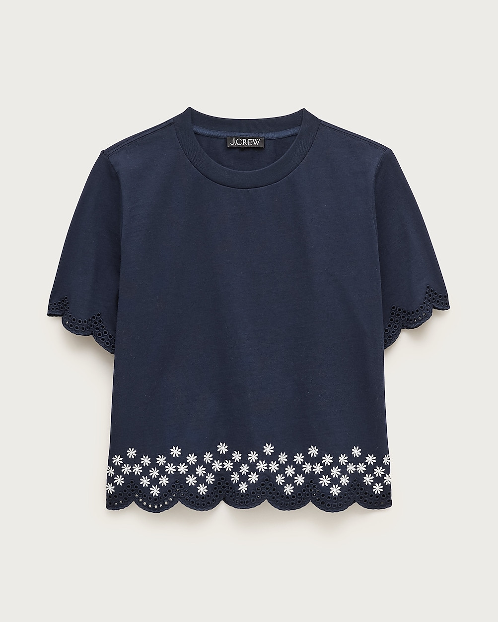 Premium-weight relaxed scalloped T-shirt | J. Crew US