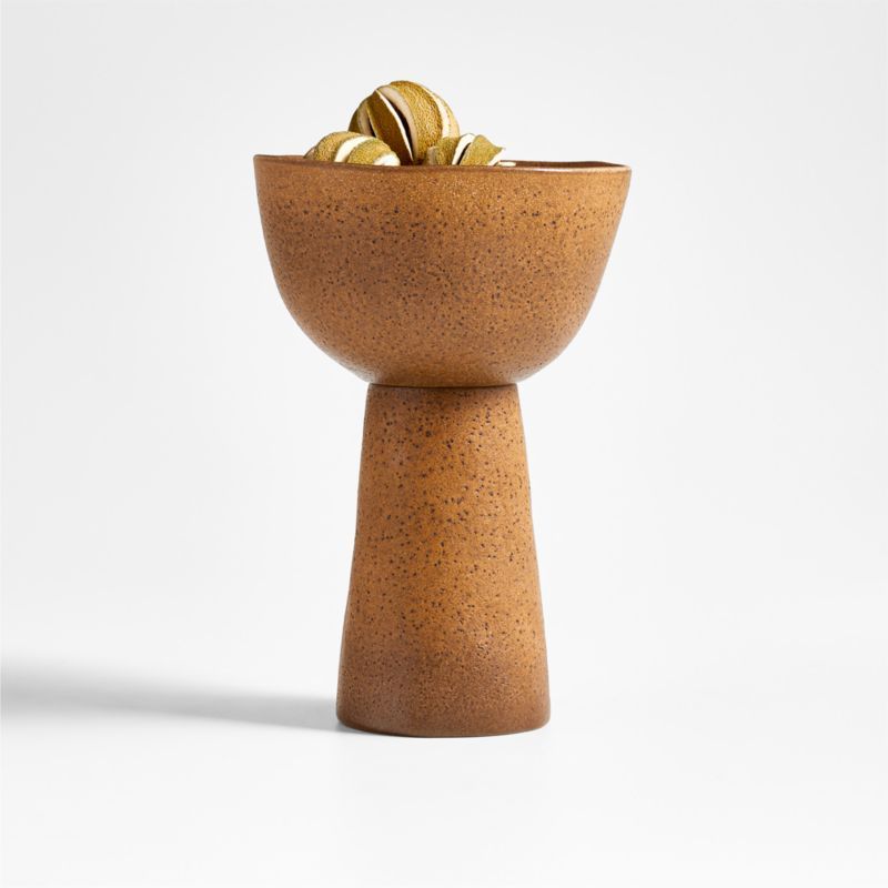 Ashanti Tall Brown Ceramic Footed Decorative Bowl by Eric Adjepong + Reviews | Crate & Barrel | Crate & Barrel