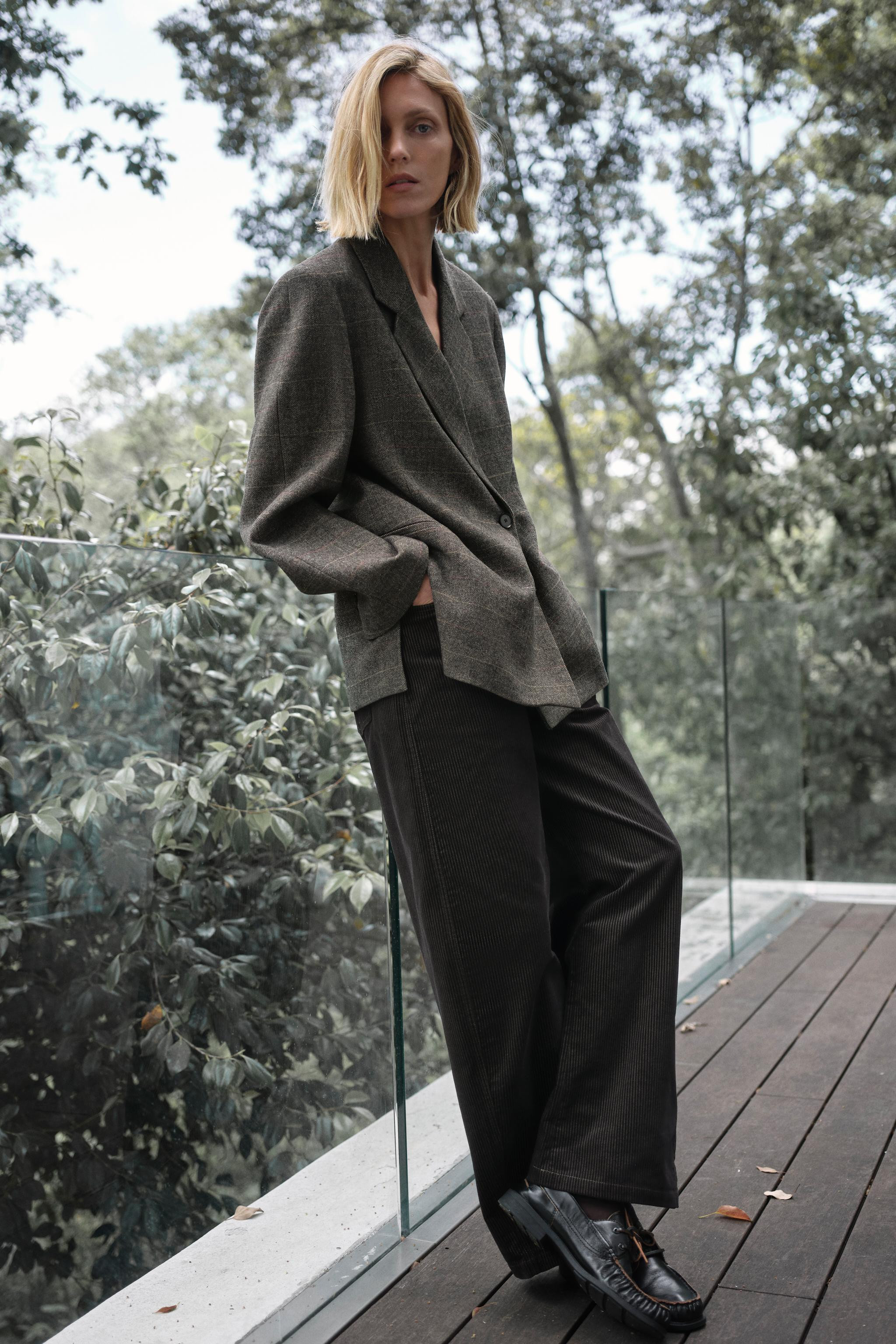 OVERSIZE CHECK BLAZER WITH WOOL ZW COLLECTION | Zara UK